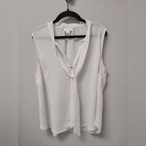 J Crew‎ Sleeveless Polka Dots Button Front Blouse V-Neck Size Medium